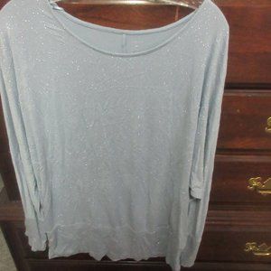 Jennifer Lopez Grey Silver Long Sleeve Blouse Top Size XL